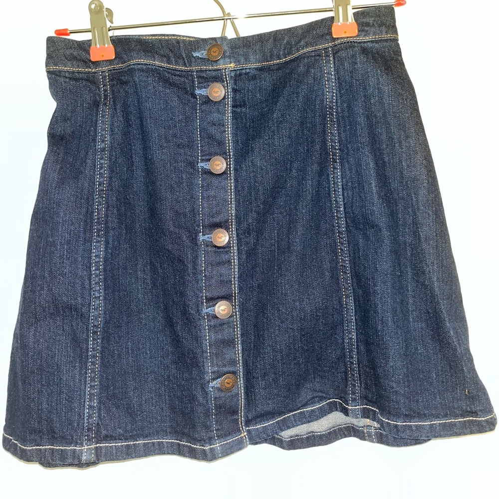 Hollister Denim/Jean Dark Wash Button Down Skirt Waist 26, Excellent Condition